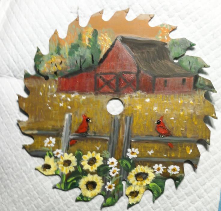 Hand painted 71/4  inch saw blade  