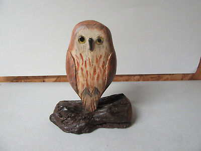 Jim Slack Pekin Ill., Vintage Carved Saw-Whet OWL DECOY