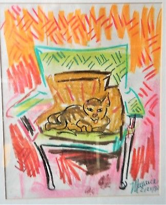 MAURICE HANSON Pastel of his Cat 