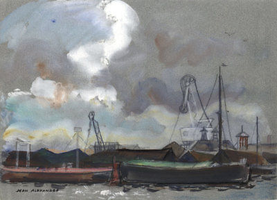 Jean Dryden Alexander (1911-1994) - 1977 Mixed Media, Ipswich Docks