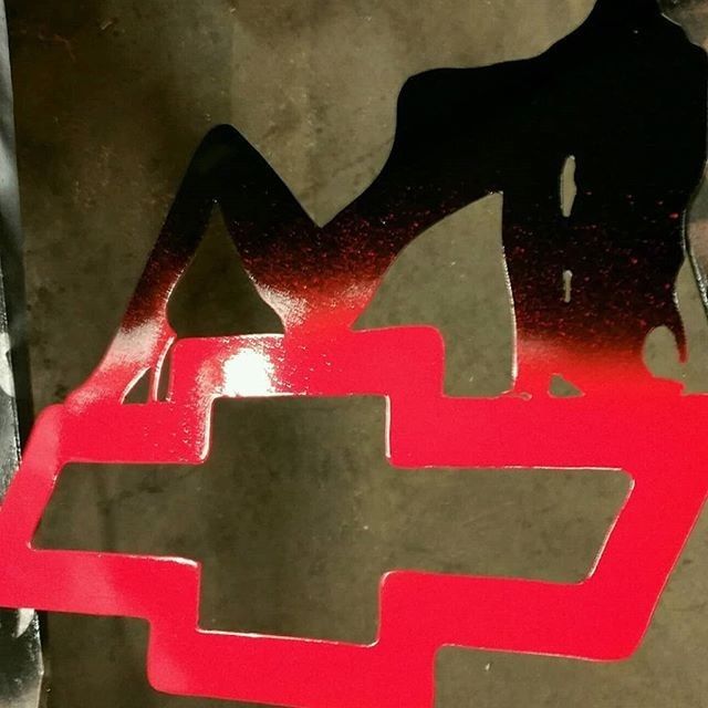 Plasma Cut Chevy Symbol w/ Lady Silhouette Metal Art