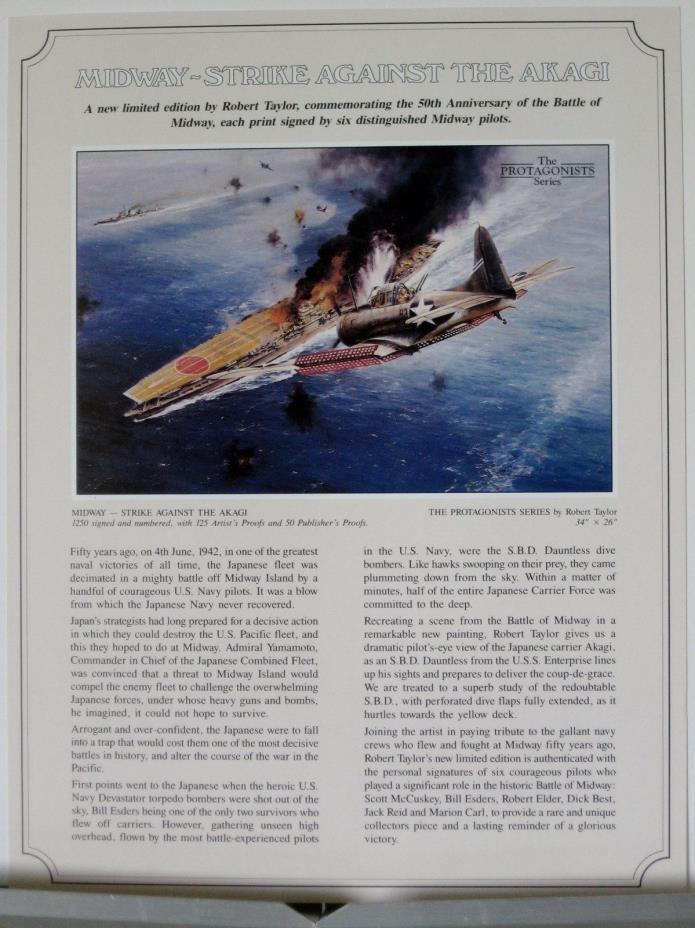 Midway Strike Against the Akagi SDB Dauntless Robert Taylor Aviation Art Flyer