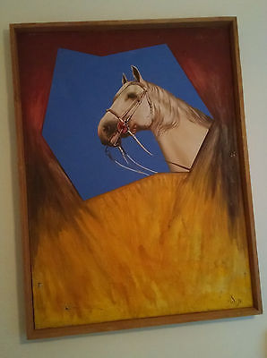 Fabulous Vintage 1970's Horse Theme Painting from Palm Springs Estate--Giddy Up!