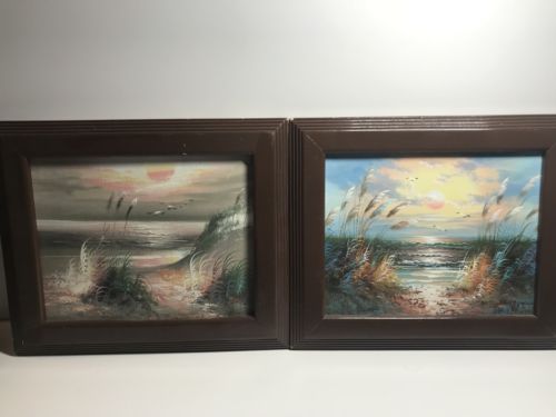 Pair Of Beach Themed Oil Paintings