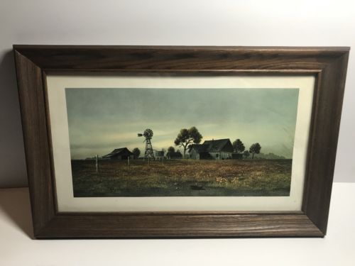 Pair Of Framed Barn In Field Print Pictures