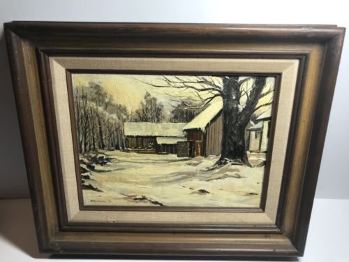 Cabin In the Woods During Winter Framed Acrylic Painting