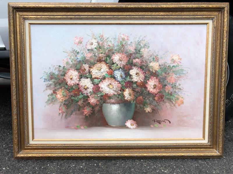Original Oil/Canvas Painting Flowers SIGNED ROBIN Framed