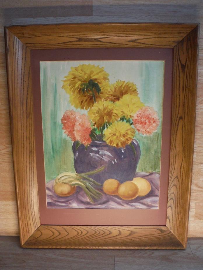 Vintage Still Life | Mums & Carnations | Antique Nostalgic Art Original Painting