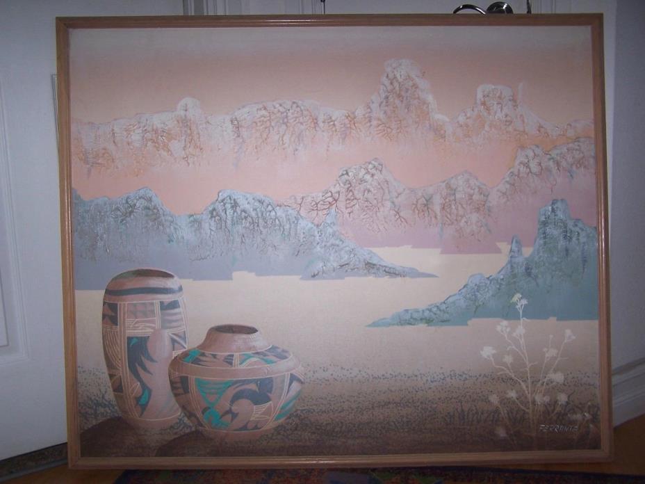 Vintage 70's Southwestern original oil painting by Frank Ferrante