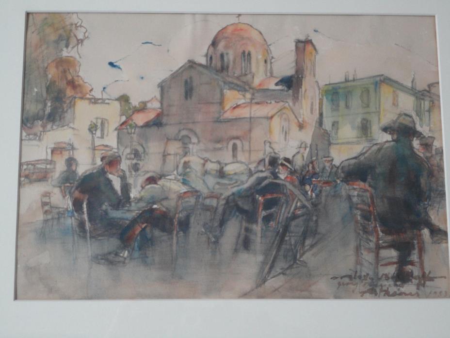 Alexander Barkoff Athens Greece 1933 Signed Greek watercolour