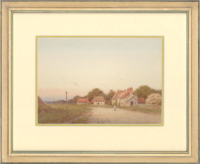 John Reginald Goodman - Fine Framed 1898 Watercolour, Dusk Landscape with Figure