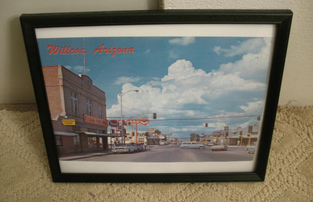 13 - WILLCOX ARIZONA FRAMED COPY OF VINTAGE EARLY PHOTO, MALEY ST & HIGHWAY 86