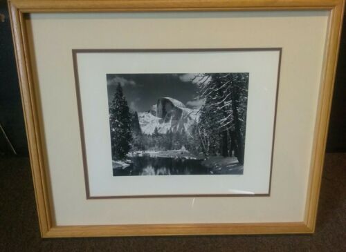 Ansel Adams Photograph Pencil Signed A.A. Yosemite, Half Dome, Merced River, Ca.