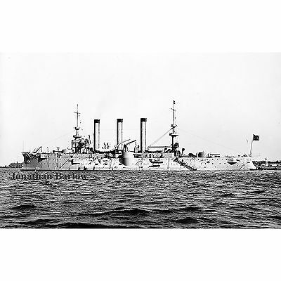 U.S.S. Brooklyn, US Navy Ship, Circa 1898, Military Boat Sailors Photo Print
