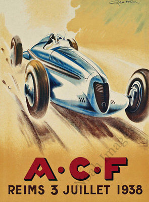 ACF vintage french auto race poster repro 12x16