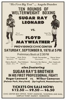 Sugar Ray Leonard vs Floyd Mayweather  - POSTER - Boxing Print 1978