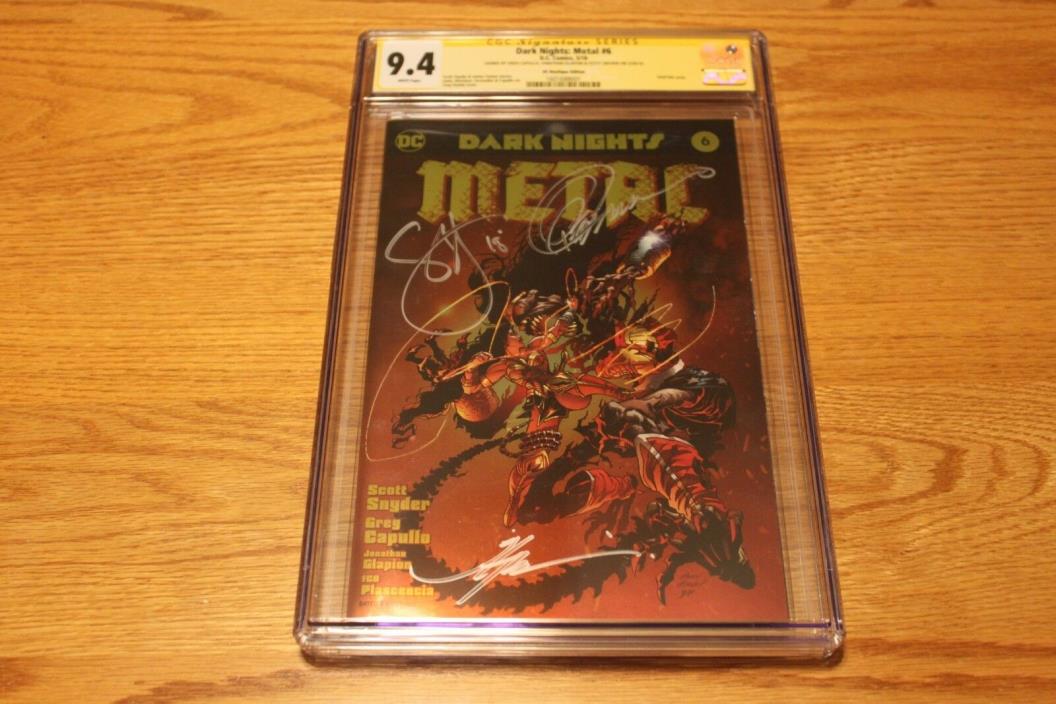 9.4 CGC - DC Metal # 6 -Awesome Con Foil Cover - signed Capullo, Snyder, Glapion