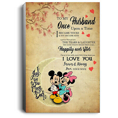 Disney Mickey Minnie I Love You Forever Portrait Framed Canvas .75in 35% Cotton