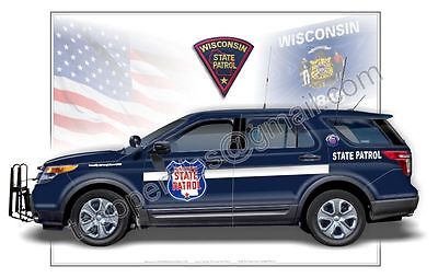 Ford Interceptor Utility - Wisconsin State Patrol  - Patrol Car Poster Profile
