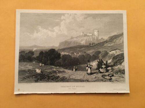 KI) Original 1834 Chateau De Monas Near Orange France Landscape Annual Engraving