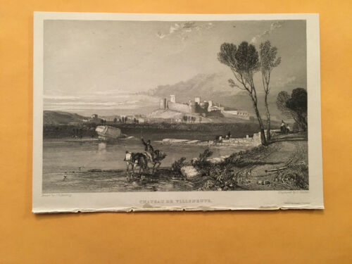 KJ) Original 1834 Chateau De Villeneuvs France Landscape Annual Engraving