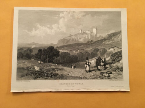 KJ) Original 1834 Chateau De Monas Near Orange France Landscape Annual Engraving