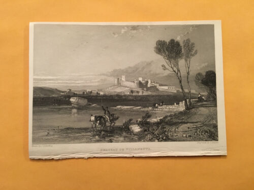 KI) Original 1834 Chateau De Villeneuvs France Landscape Annual Engraving