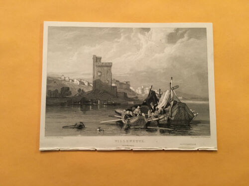 KI) Original 1834 Villeneuve Castle France Landscape Annual Engraving