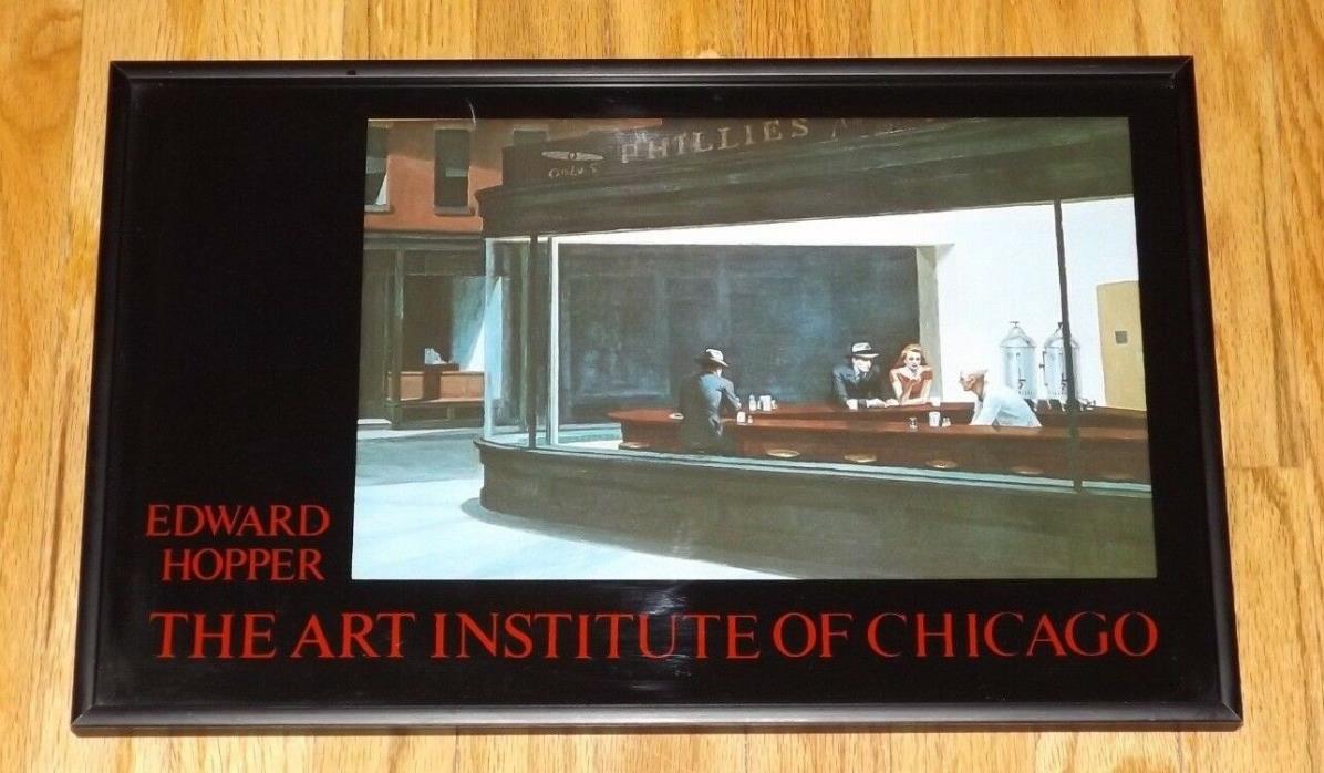 Vintage Art Institute Of Chicago NIGHTHAWKS Hopper Print Profession Metal Frame