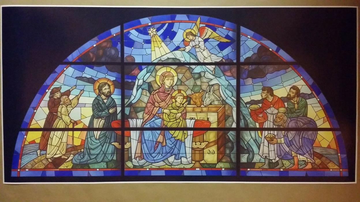 Nativity Scene Stained Glass Poster Art GIGANTIC 24