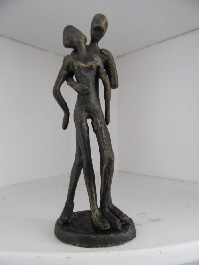 Bellaa Bronze Statue Figurine Holding Lovers Man Woman 7.5