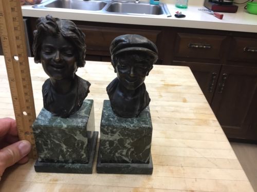 2 Vintage Original  Sculpture BRONZE Gaetano Chiaramonte bronze busts