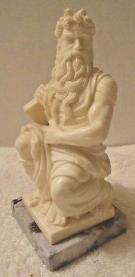 Vtg Italy MOSES Statue Replica Marble Base Italian Sculptor G. Ruggeri Signed