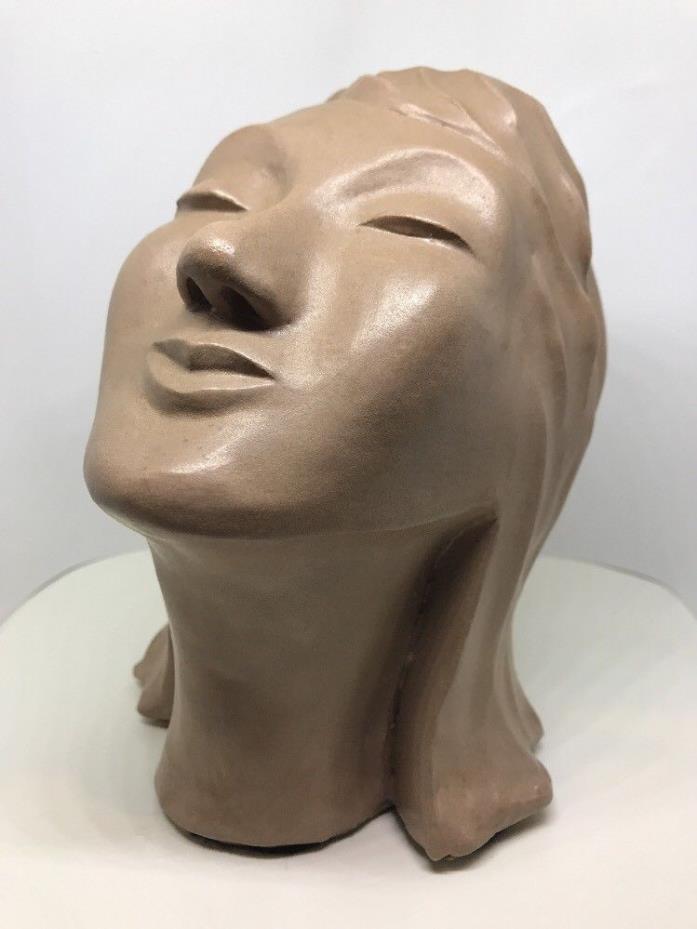 Vintage 1965 Bethel Staff Sculpture Female Head Face Bust Closed Eyes Peaceful
