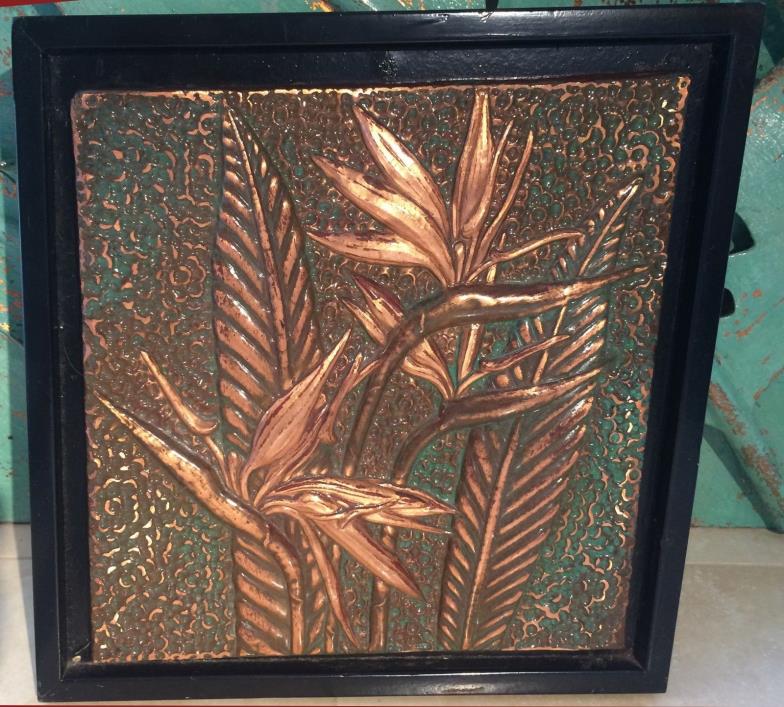 'BIRD OF PARADISE' Sculpted copper panel by French artist Frederic Zimmer