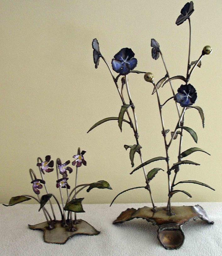 BRUTALIST METAL SCULPTURES (2) by Howard Tomashek: Flower Bouquets