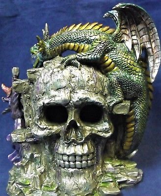 Wizard Dragon Skull Sculpture Evil Demon Crystal Ball Spirit Warrior Satan Devil