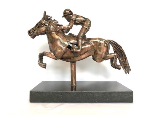 Pierre Riche Equestrian Horse Raw Metalist Sculpture Copper