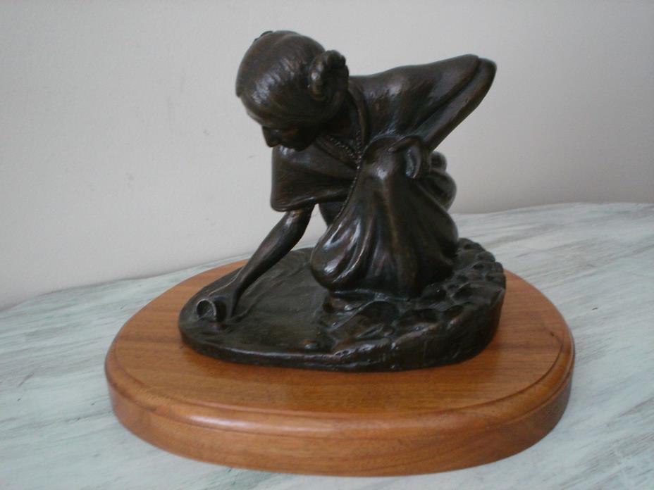 Bronze Sculpture Signed by L.Smart 1974 Woman At The Water Limited Edition 8/30