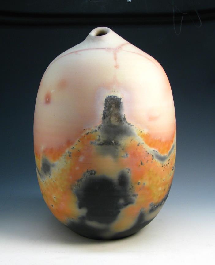 A. JEFFREY ZIGULIS Ceramic Raku Fired Lg. Vase - Fine Art Sculpture Collectible