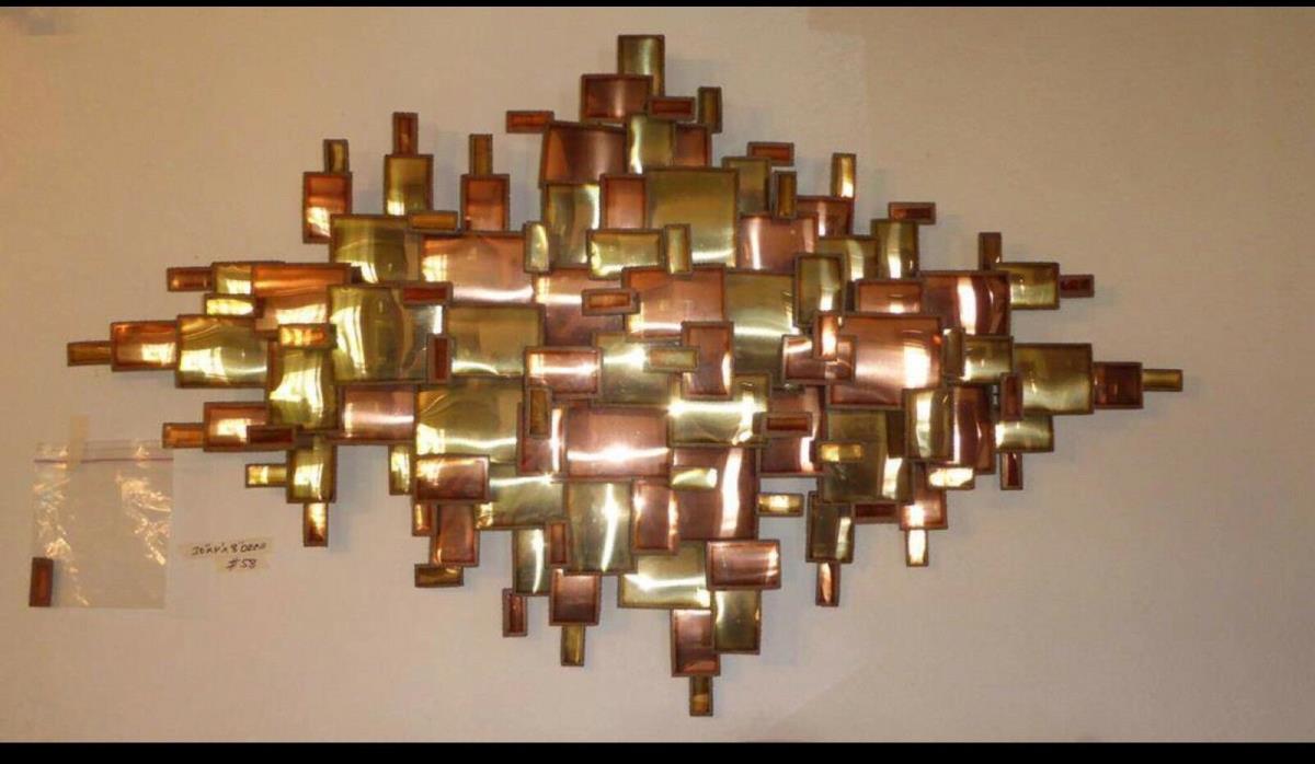 Brutalist Large Vintage Brass Copper Abstract Wall Art Mid Century EAMES JERE