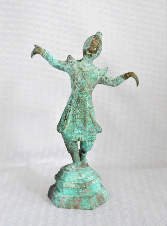 Vintage Oriental Bronze Dancer with Stunning Verdigris Patina Soldier