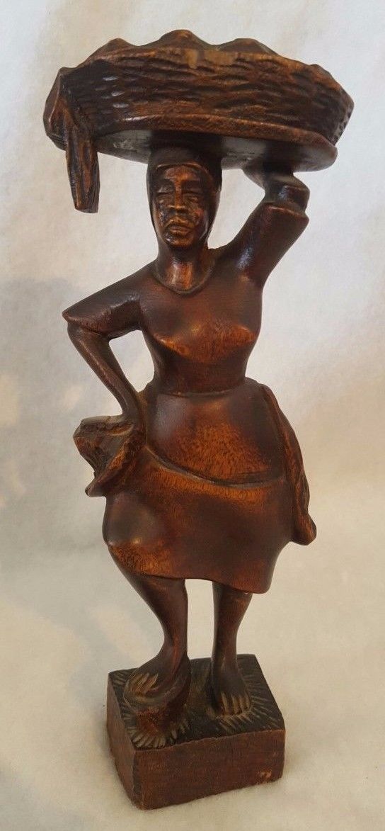 F SIMEON WOOD CARVING WOMAN with BASKET 10