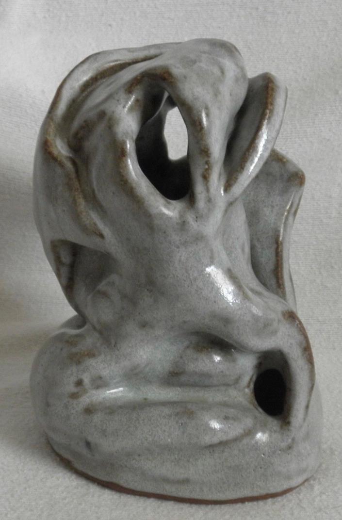 abstract pottery sculpture signed and dated 1977