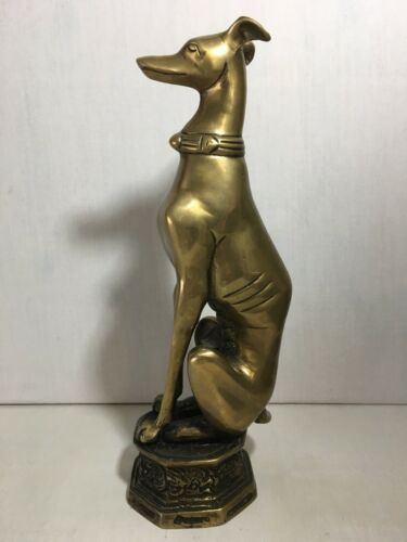 Bronze Brass Sculpture Statue Figure Dog Whippet Greyhound Art Deco