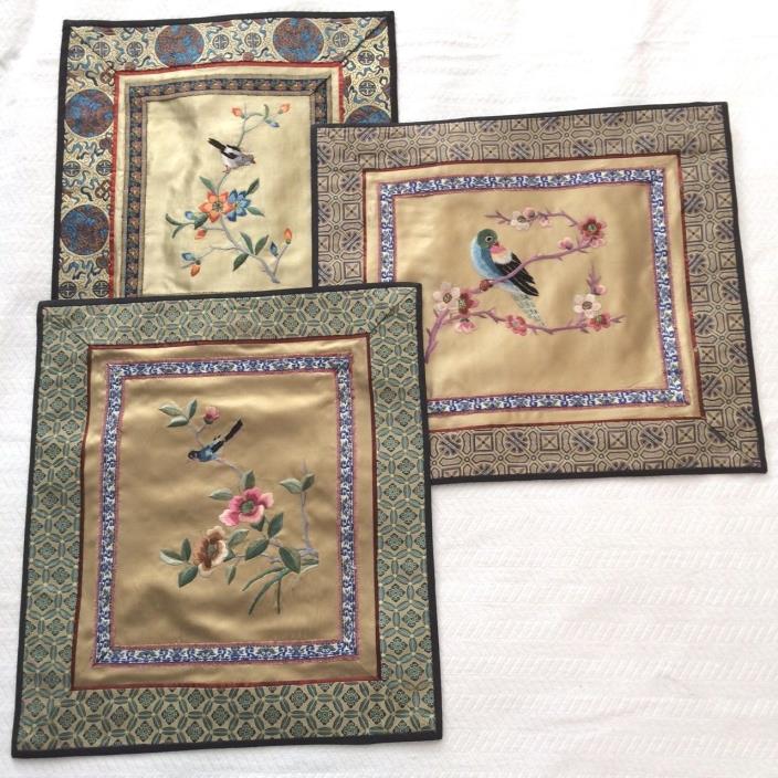 Vintage Chinese Silk Embroidery, Bird & Flowers - Your Choice!