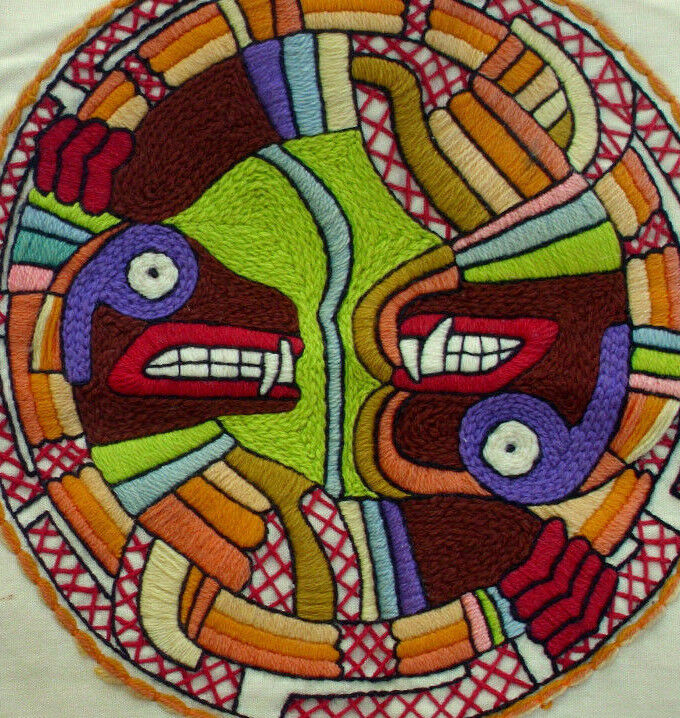 Vintage Mandala Faces Tapestry Wall Hanging Tribal Monsters Original Artwork Art