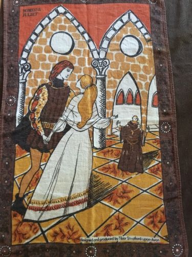 Tibor Reich Fabric Art Panel 29”x17” Linen 1960s Romeo And Juliet Shakespeare