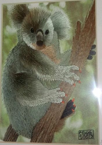 Koala In Tree - Silk Embroidery Art - Signed By. Embroidery Wonders Artist