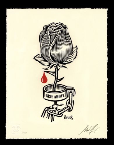 Rose Shackle Stencil by Shepard Fairey - Signed - OBEY - Free Shipping LE 450